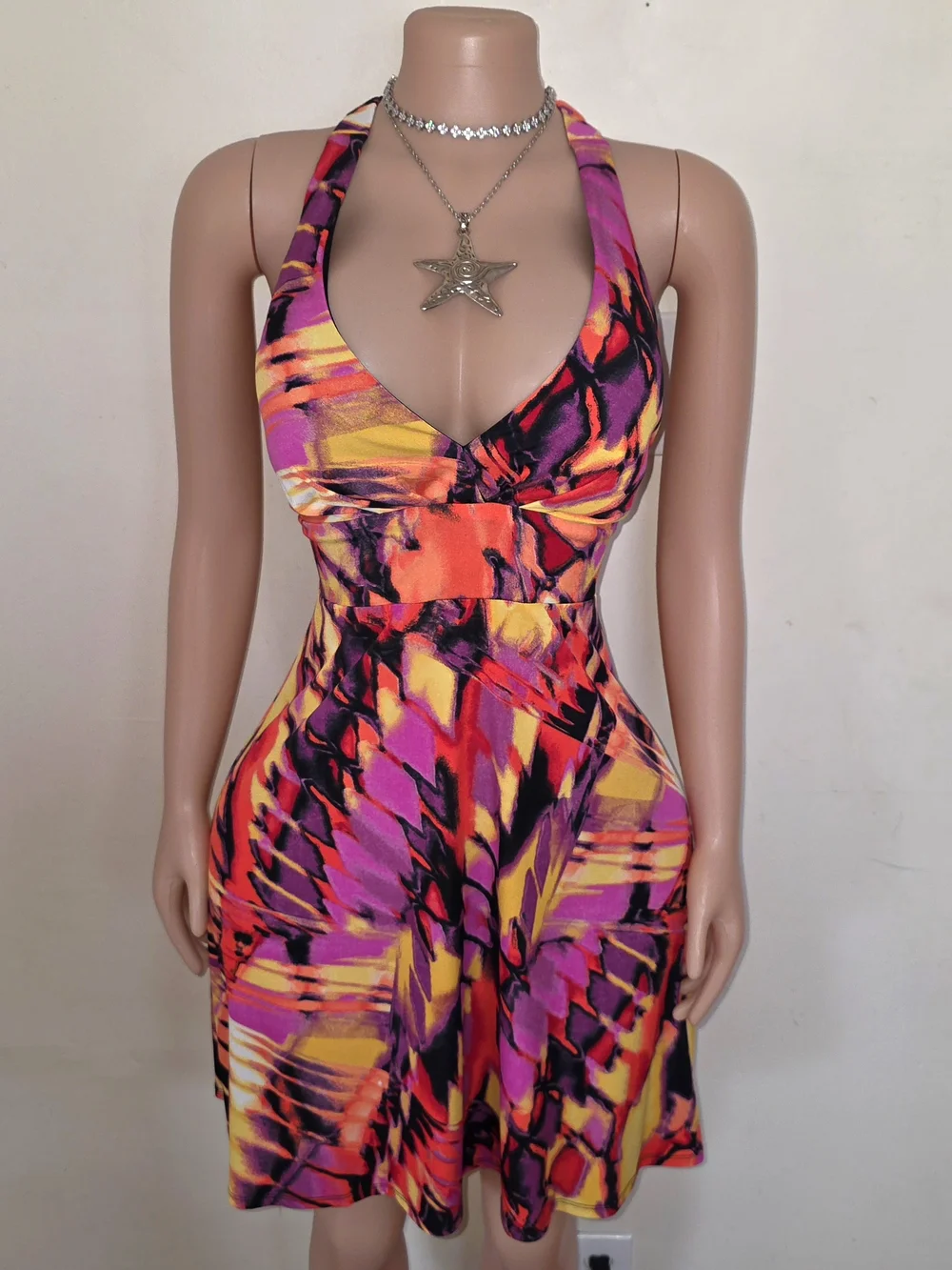 ☆Bisou Bisou Multicolor Summer Dress - Pink, Yellow, Orange, Black☆ - Picture 1 of 4